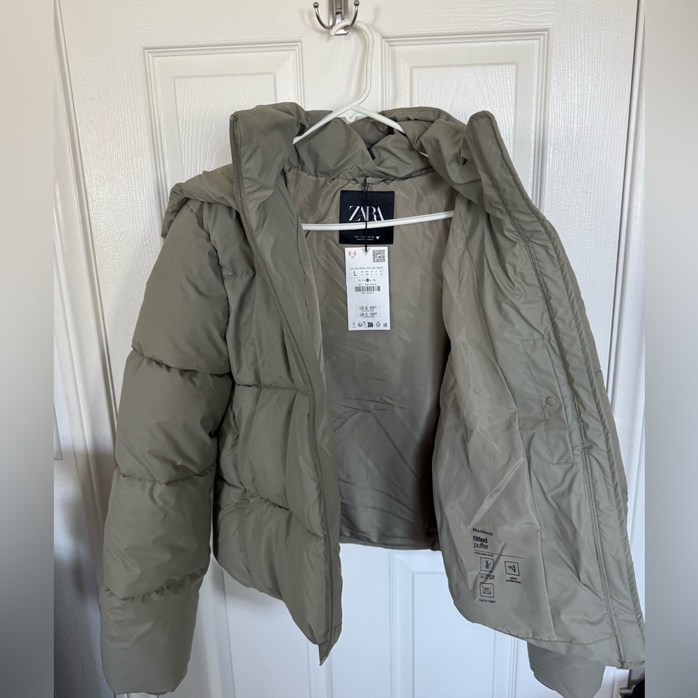 Zara olive puffer